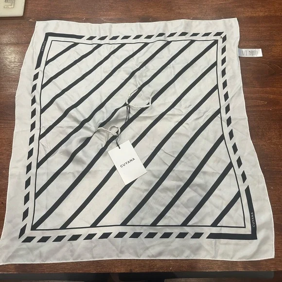 Cuyana 100% silk black and white scarf NWT - Picture 1 of 6